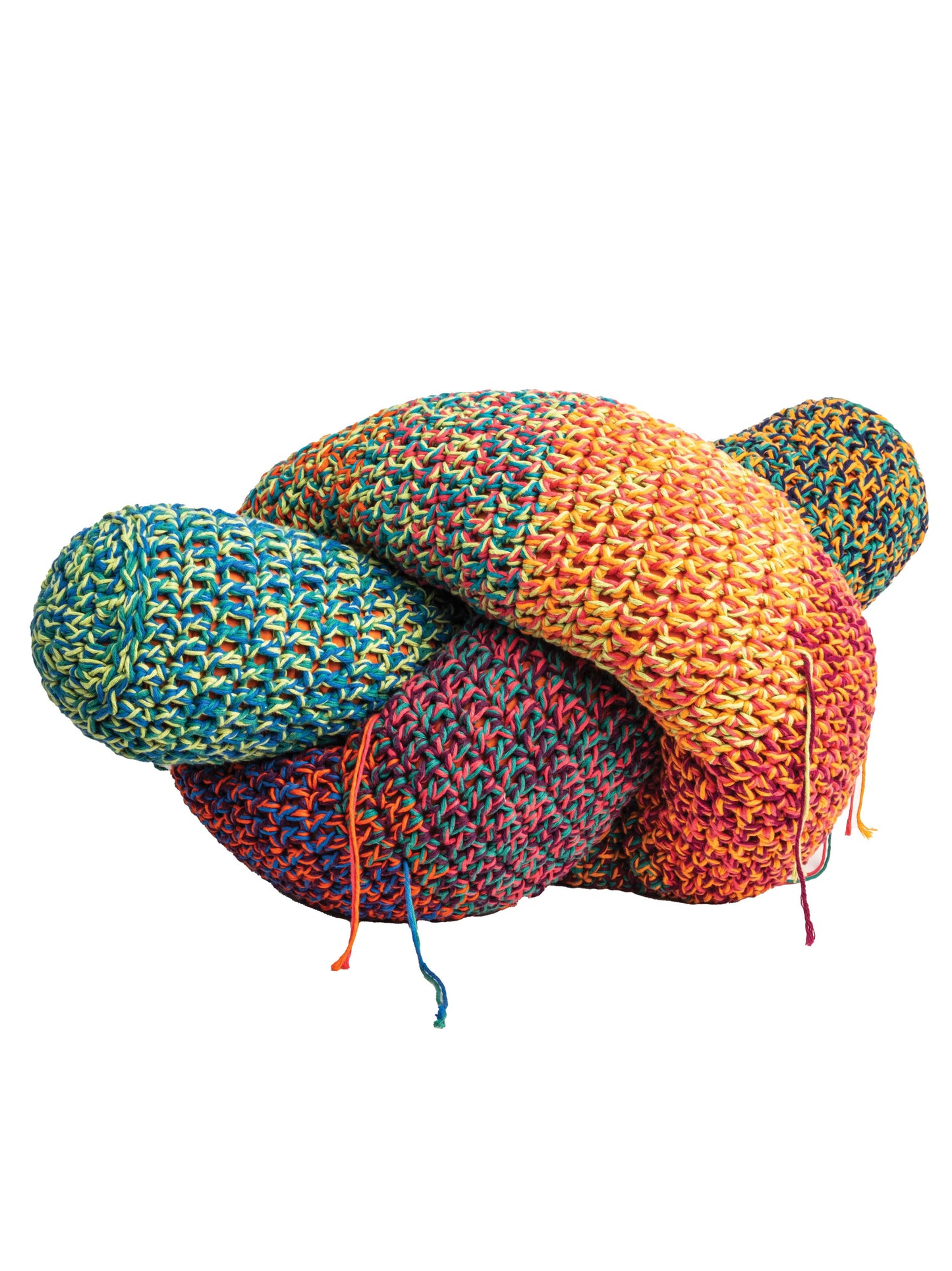 Large Crochet Knot Pillow in Fruit Basket