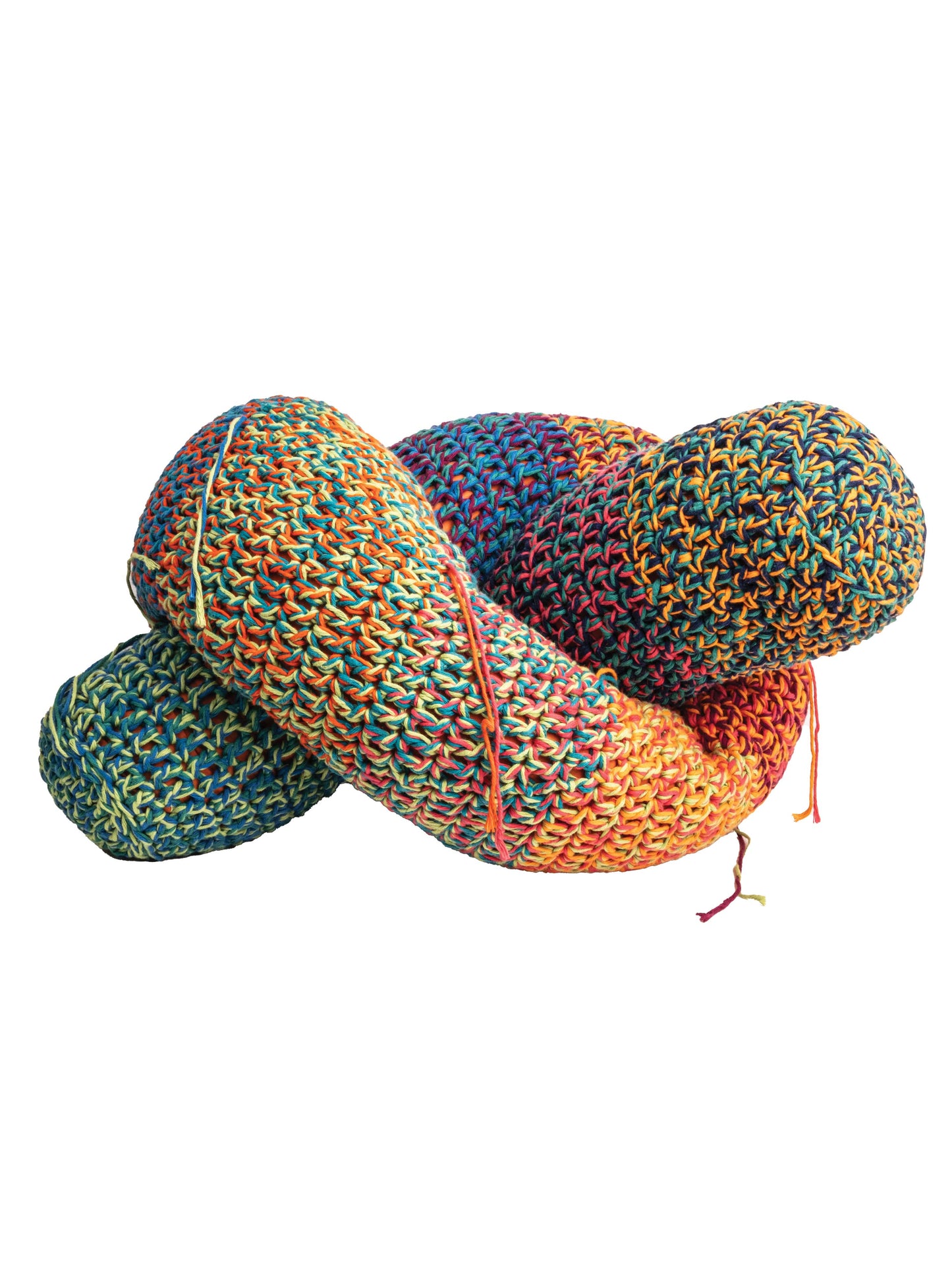 Large Crochet Knot Pillow in Fruit Basket