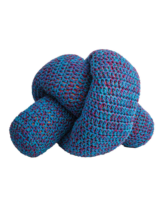 Large Crochet Knot Pillow in Blue Eggplant