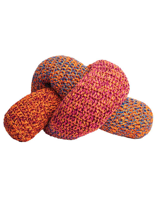 Large Crochet Knot Pillow in Raging Sunset