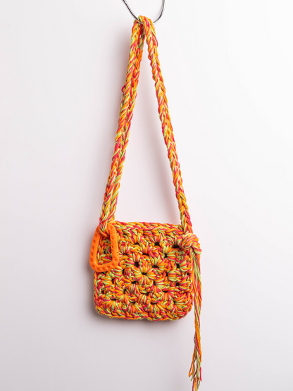 Lola Bai Cotton Crochet Mini Bag in Tangerine