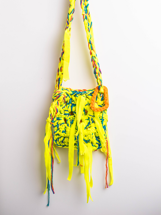 Lola Bai's Crochet Mini Bag in Bright Yellow