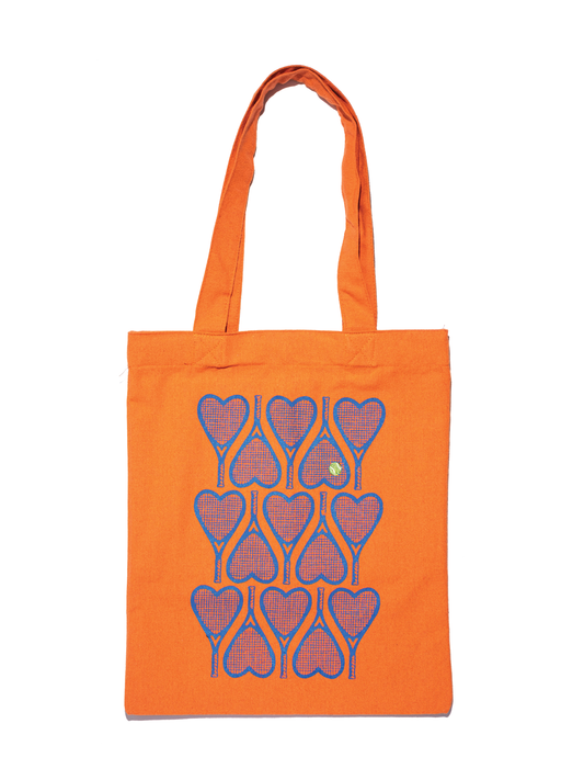For the Love of Tennis Canvas Tote Bag in Orange