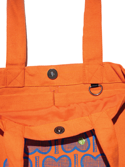 For the Love of Tennis Canvas Tote Bag in Orange